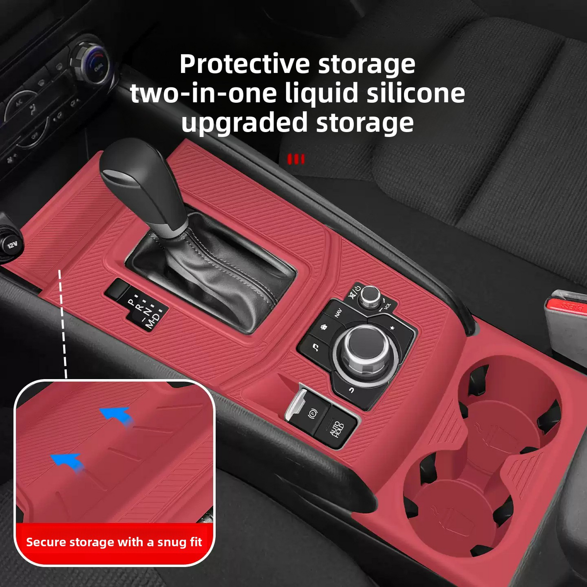 2017-2025 Mazda CX-5 Center Console Silicone Mat (NoSPORT button), Safe Silicone Static Adsorption Anti-Scratch Anti-Wear Car Interior Protector Liner Pad