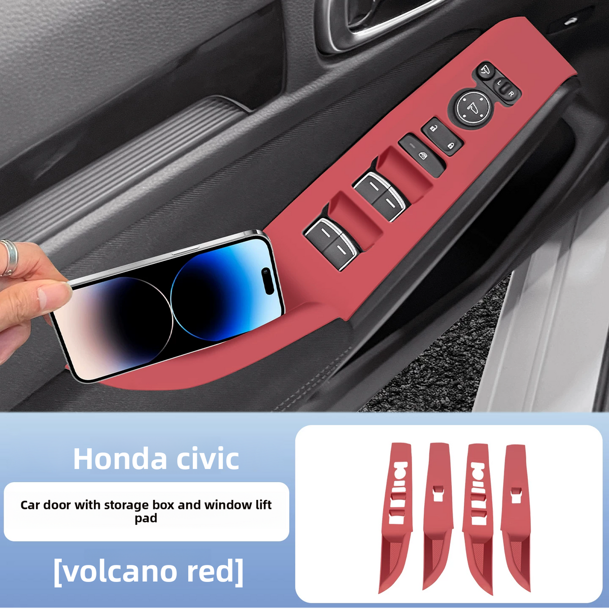 Center Console Silicone Mat for Honda Civic 2022-2025, Non-Slip Waterproof Interior Protector Cover