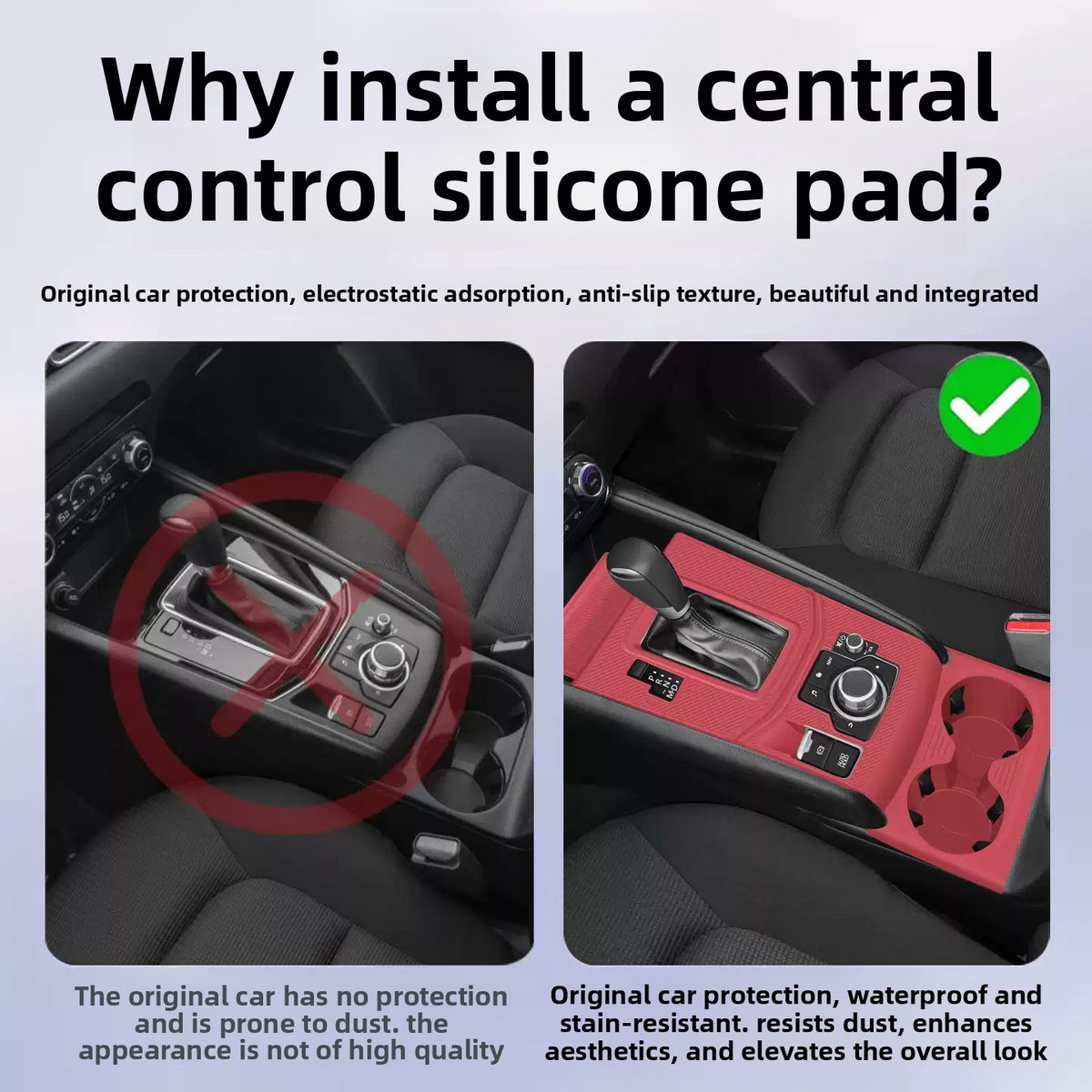 2017-2025 Mazda CX-5 Center Console Silicone Mat (NoSPORT button), Safe Silicone Static Adsorption Anti-Scratch Anti-Wear Car Interior Protector Liner Pad